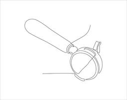 Continuous Line Drawing Of Portalfilter. One Line Of Portafilter Machine. Portafilter Coffee Continuous Line Art. Editable Outline. vector