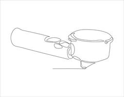 Continuous Line Drawing Of Portalfilter. One Line Of Portafilter Machine. Portafilter Coffee Continuous Line Art. Editable Outline. vector