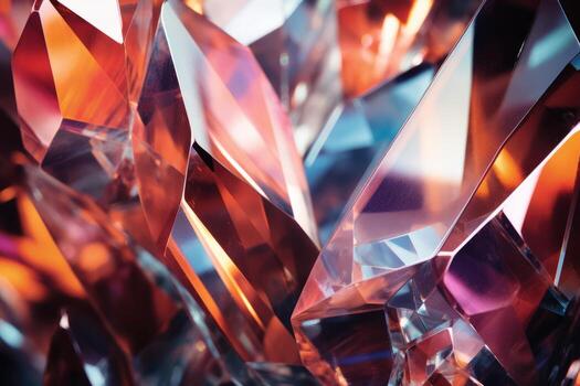 AI generated Abstract image of a crystal's facets refracting sunlight in mesmerizing ways. Generative AI photo
