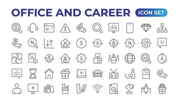 Set of thin line icons related to team, teamwork, co-workers, and cooperation.Linear business simple symbol collection.Business training and office collection. Big UI icon set. Thin outline pack. vector