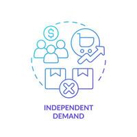 Independent demand blue gradient concept icon. Demand for finished products. Consumer preferences. Round shape line illustration. Abstract idea. Graphic design. Easy to use in brochure marketing vector
