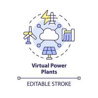 Virtual power plants multi color concept icon. Ecofriendly generation facilities. Renewable energy parks. Round shape line illustration. Abstract idea. Graphic design. Easy to use in brochure, booklet vector