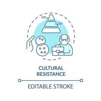 Cultural resistance soft blue concept icon. Resistance from employees of traditional hierarchies. Round shape line illustration. Abstract idea. Graphic design. Easy to use in promotional material vector