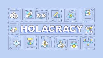 Holacracy purple text concept. Self-managed teams structure management. Typography banner. Flat design. Vector illustration with title text, editable line icons. Ready to use