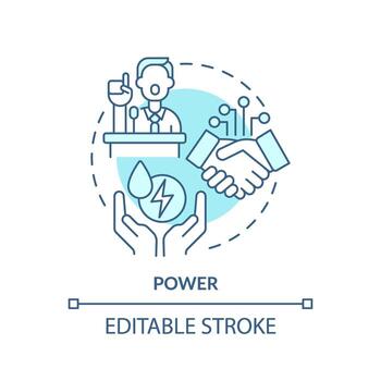 Power soft blue concept icon. Aspect of social stratification. Social status. Influence and prestige. Round shape line illustration. Abstract idea. Graphic design. Easy to use in article vector