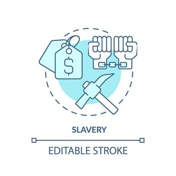 Slavery soft blue concept icon. Social stratification. Human rights deprivation. Slavery abolition. Social issue. Round shape line illustration. Abstract idea. Graphic design. Easy to use in article vector
