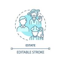 Estate systems soft blue concept icon. Social stratification. Economic disparity. Feudal system. Social hierarchy. Round shape line illustration. Abstract idea. Graphic design. Easy to use in book vector