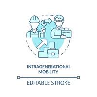 Intragenerational mobility soft blue concept icon. Career progression. Shift from blue collar to white collar. Round shape line illustration. Abstract idea. Graphic design. Easy to use vector