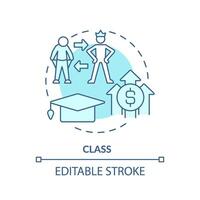 Class system soft blue concept icon. Social stratification. Socioeconomic factors. Wealth inequality. Economic disparity. Round shape line illustration. Abstract idea. Graphic design vector