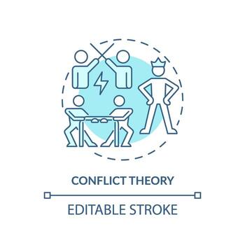 Conflict theory soft blue concept icon. Social stratification. Struggling for power and influence. Structural inequality. Round shape line illustration. Abstract idea. Graphic design. Easy to use vector