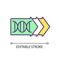 gene modificación rgb color icono. adn recombinación, rna interferencia. sintético biología. genético datos bioingeniería aislado vector ilustración. sencillo lleno línea dibujo. editable carrera