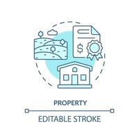 Property soft blue concept icon. Factor of social stratification. House and land ownership. Living conditions. Round shape line illustration. Abstract idea. Graphic design. Easy to use in article vector