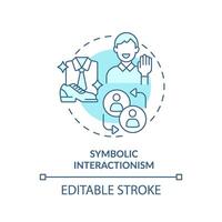 Symbolic interactionism soft blue concept icon. Theory of social stratification. Self expression. Round shape line illustration. Abstract idea. Graphic design. Easy to use in article vector