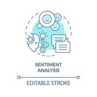 Sentiment analysis soft blue concept icon. Natural language processing. Computational linguistics. Round shape line illustration. Abstract idea. Graphic design. Easy to use in infographic vector