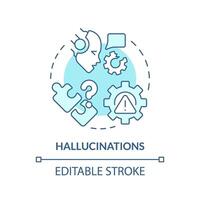 Digital hallucinations soft blue concept icon. Machine learning issues. Virtual assistant incorrect output. Round shape line illustration. Abstract idea. Graphic design. Easy to use in infographic vector