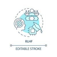 RLHF soft blue concept icon. Reinforcement learning, human review. Deep learning techniques. Round shape line illustration. Abstract idea. Graphic design. Easy to use in infographic, presentation vector