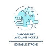 Dialog-tuned language models soft blue concept icon. Intent management. Sentiment analysis. Round shape line illustration. Abstract idea. Graphic design. Easy to use in infographic, presentation vector