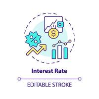 interesar Velocidad multi color concepto icono. cantidad de interesar debido por período. cantidad prestado, depositado. redondo forma línea ilustración. resumen idea. gráfico diseño. fácil a utilizar en márketing vector