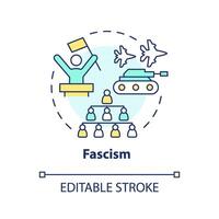 Faschism ideology multi color concept icon. Militaristic politic, dictatorship regime. Discrimination policy, autocracy. Round shape line illustration. Abstract idea. Graphic design. Easy to use vector