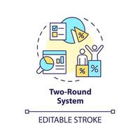 Two-round system multi color concept icon. Presidential voting election system. Electoral ballot box. Legislative branch. Round shape line illustration. Abstract idea. Graphic design. Easy to use vector