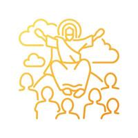Sermon on mount gradient linear vector icon. Jesus Christ and disciples. Moral teachings. New testament. Biblical scene. Thin line color symbol. Modern style pictogram. Vector isolated outline drawing