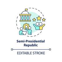 Semi-presidential republic multi color concept icon. Presidential, parliamentary structure. Federal government politics. Round shape line illustration. Abstract idea. Graphic design. Easy to use vector