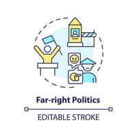 Far-right politics multi color concept icon. Xenophobia movement. Socialistic ideology, authoritarianism. Traditional values. Round shape line illustration. Abstract idea. Graphic design. Easy to use vector