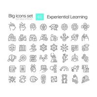 Experiential education types linear icons set. Students achievements. Active experimentation. Customizable thin line symbols. Isolated vector outline illustrations. Editable stroke