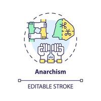 Anarchism political movement multi color concept icon. Decentralization policy. Classless autonomy. Individual freedom. Round shape line illustration. Abstract idea. Graphic design. Easy to use vector