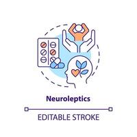 Neuroleptics medication multi color concept icon. Antipsychotic medicine. Round shape line illustration. Abstract idea. Graphic design. Easy to use in infographic, presentation, brochure, booklet vector