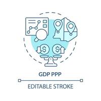 Gdp ppp soft blue concept icon. Purchasing power parity. Wages and salaries, social economics. Round shape line illustration. Abstract idea. Graphic design. Easy to use in brochure, booklet vector