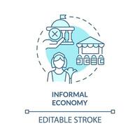 Informal economy soft blue concept icon. Financial decentralization. Sidewalk commerce. Round shape line illustration. Abstract idea. Graphic design. Easy to use in brochure, booklet vector
