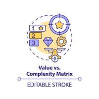 Value vs complexity multi color concept icon. Project management. Round shape line illustration. Abstract idea. Graphic design. Easy to use in infographic, promotional material, article, blog post vector