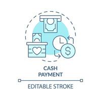 Cash payment soft blue concept icon. purchasing power parity. Fixed wage. Capital gain, financial expenditure. Round shape line illustration. Abstract idea. Graphic design. Easy to use in brochure vector