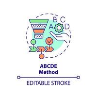 ABCDE method multi color concept icon. Workflow managing. Round shape line illustration. Abstract idea. Graphic design. Easy to use in infographic, promotional material, article, blog post vector