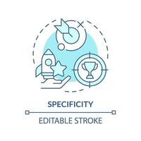 Specificity soft blue concept icon. Employee recognition criteria. Performance appreciation. Boost morale. Round shape line illustration. Abstract idea. Graphic design. Easy to use vector