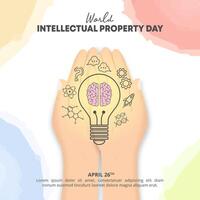 World Intellectual Property Day background with hands and idea illustration vector