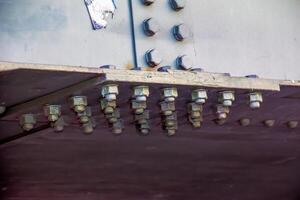 Elements of fastening structures of the Pionersky Bridge over the Salzach in the north of the city of Salzburg. photo