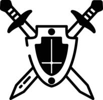 Knight Shield and Sword  glyph and line vector illustration