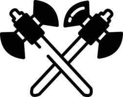 Double Edged Axe Crossed glyph and line vector illustration