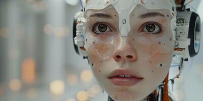 ai generado tecnología robot ciencia ficción mujer cyborg androide antecedentes -humanoide artificial inteligencia fondo de pantalla foto
