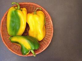 Peppers on wooden background video