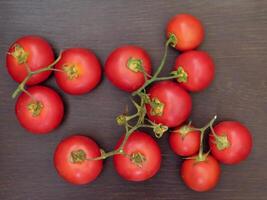 Tomatoes on wooden background video