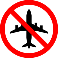 Do not fly icon. No aircraft access mark on white background. Symbol of transport, airplane,travel,traffic,warning. Prohibited ban stop sign. illustration png