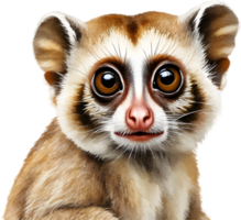 ai généré aquarelle La peinture de une mignonne lent loris. png