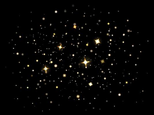 Magic sparkling dust. Particles lighting magical sparkle stars, sparkling gold glitter stardust. Sparkle flare light effect vector illustration set