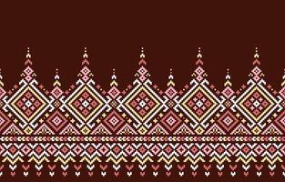 Embroidery pattern. Cross stitch patterns.  of diamonds and triangles on a brown background.Design for fabric,pattern,pixel,motif,towel,aida,folk,retro,handicraft,abstract,batik,zigzag,textile art. vector