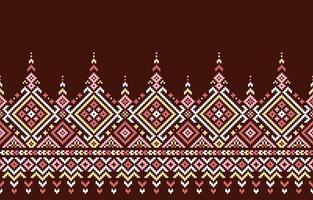 Embroidery pattern. Cross stitch patterns.  of diamonds and triangles on a brown background.Design for fabric,pattern,pixel,motif,towel,aida,folk,retro,handicraft,abstract,batik,zigzag,textile art. vector