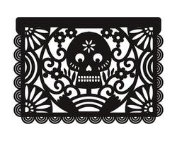 Mexican paper decorations - Papel Picado. Laser cut template. vector