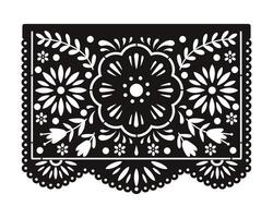 Mexican paper decorations - Papel Picado. Laser cut template. vector